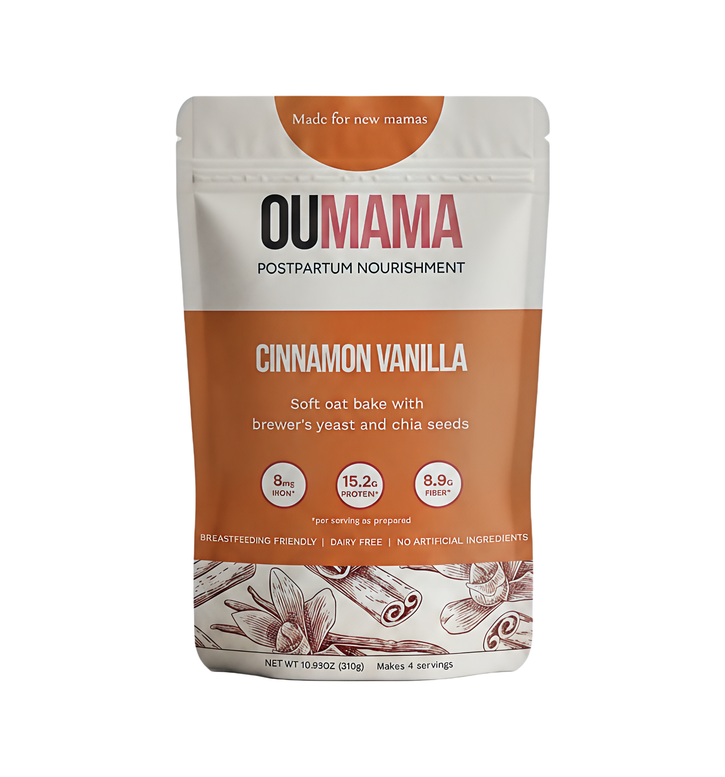 Cinnamon Vanilla Oat Bake postpartum nutrition mix by Oumama