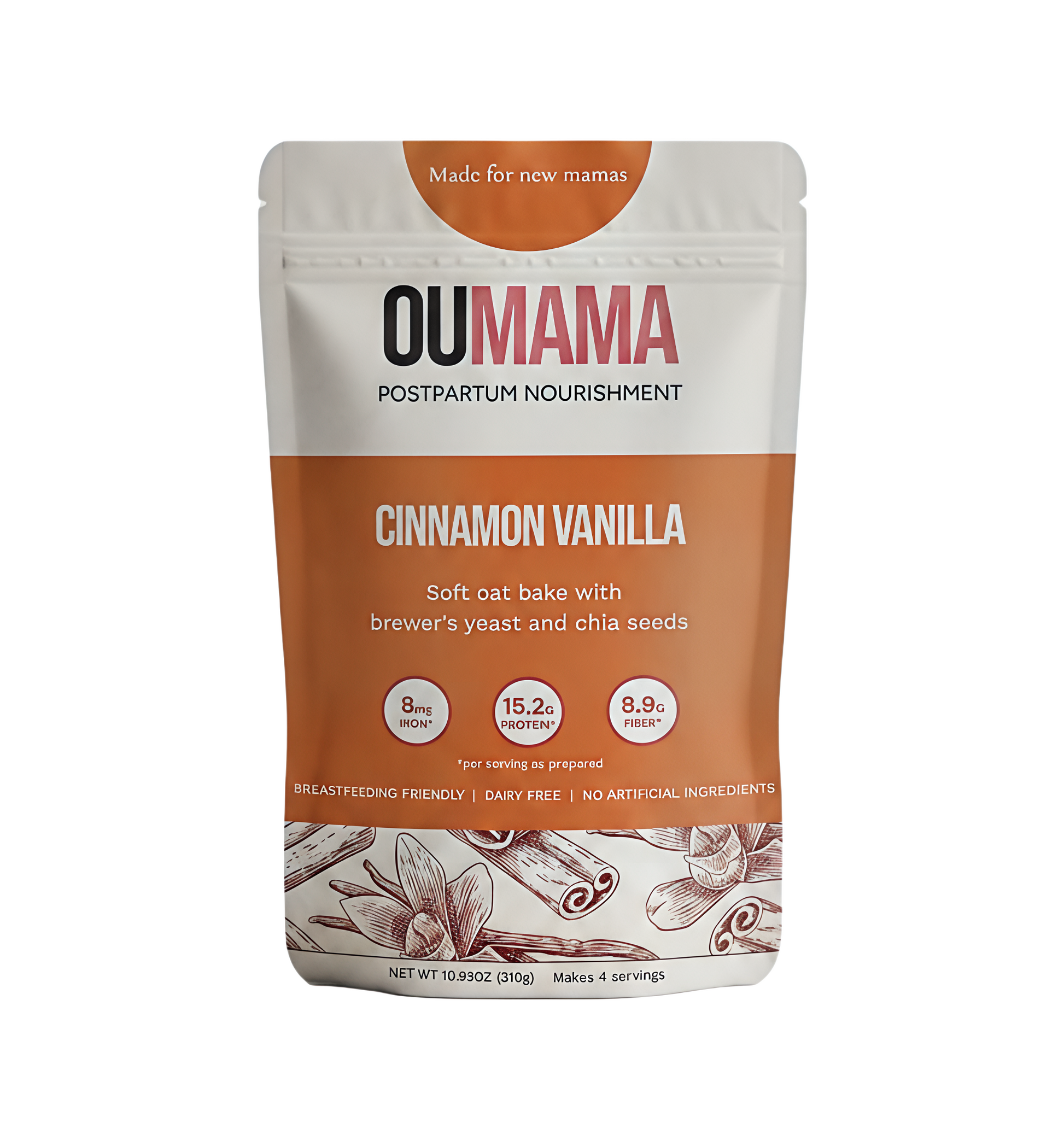 Cinnamon Vanilla Oat Bake postpartum nutrition mix by Oumama