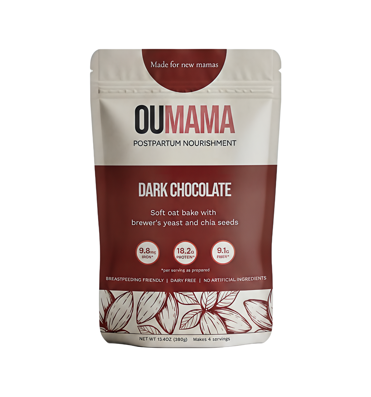 Dark Chocolate Oat Bake postpartum nutrition mix by Oumama