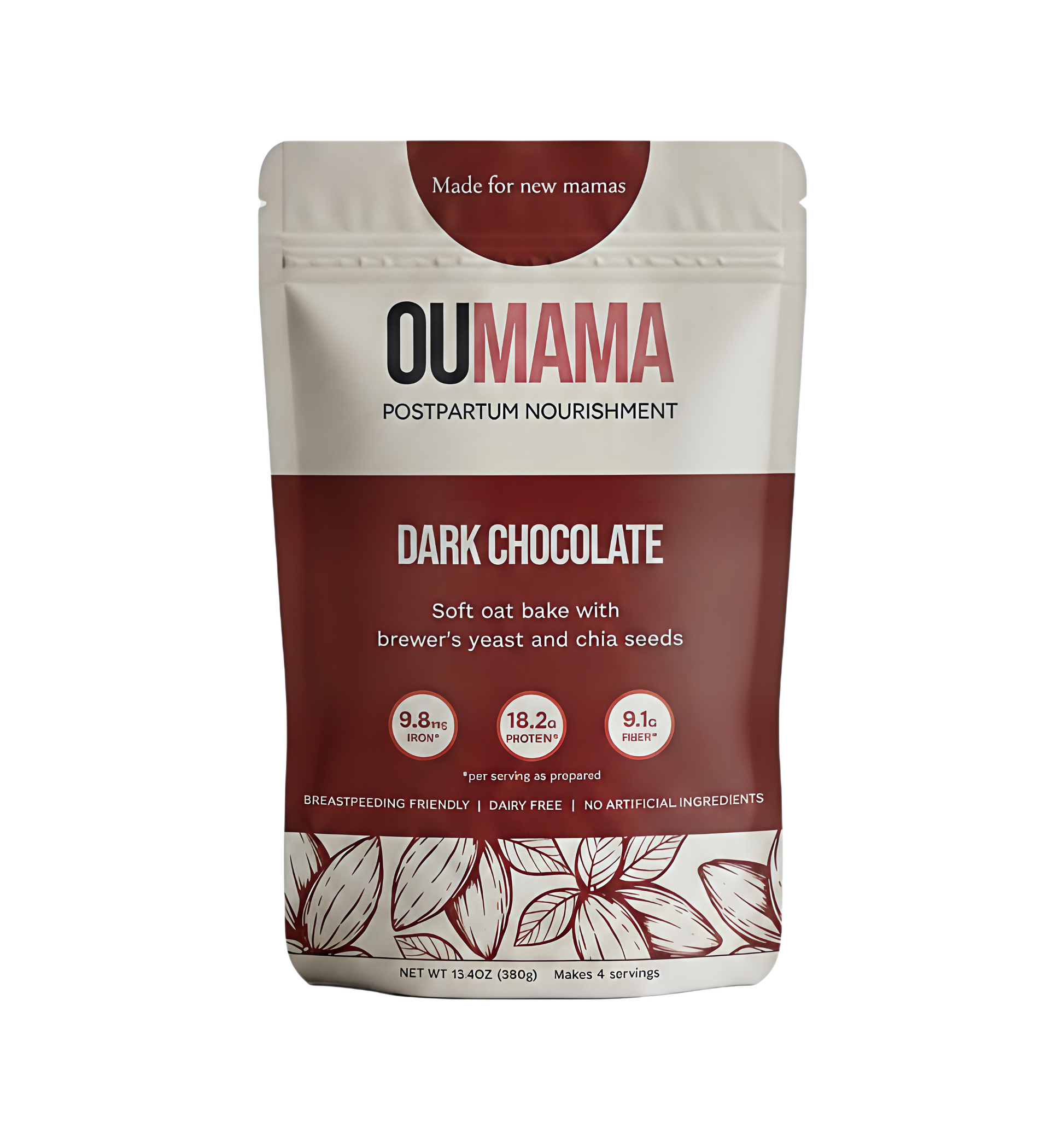 Dark Chocolate Oat Bake postpartum nutrition mix by Oumama