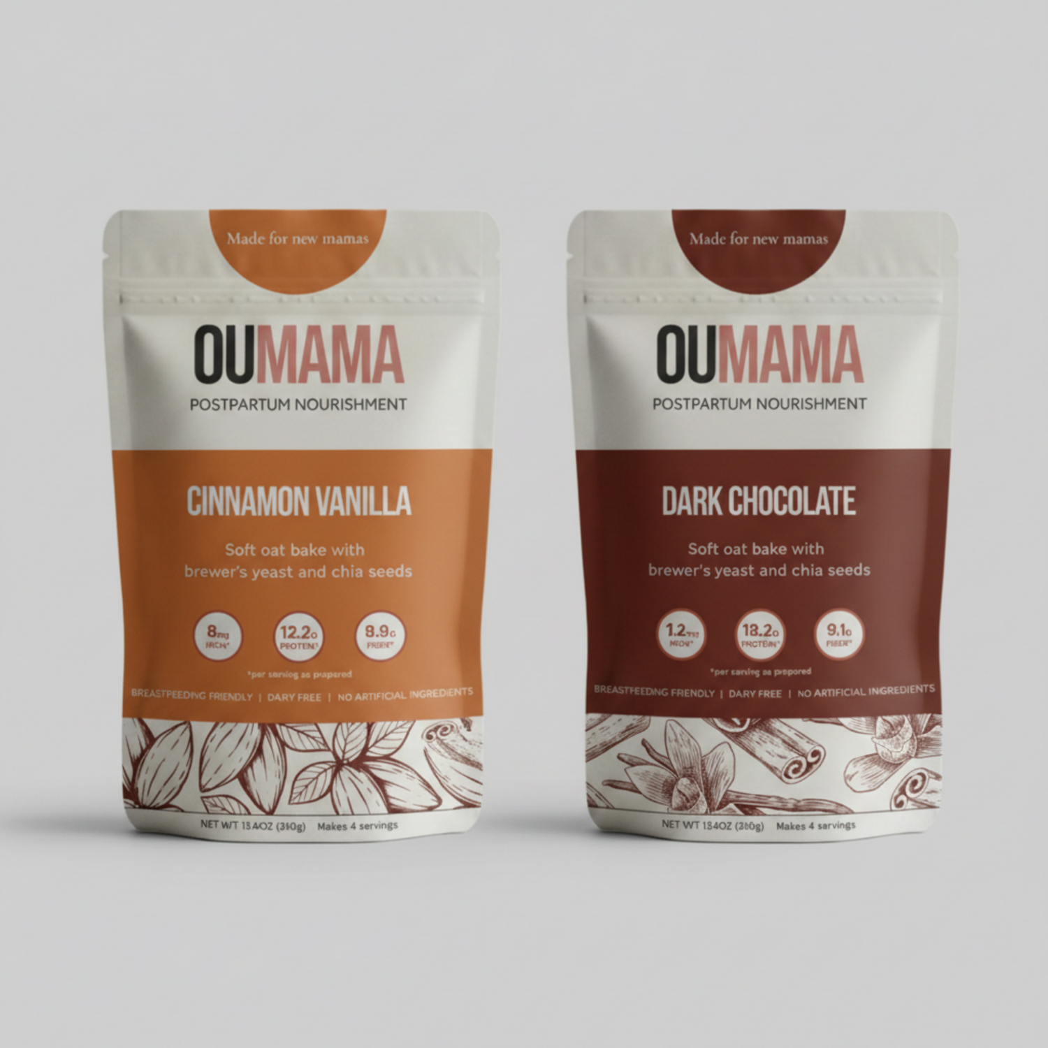 Oat Bake postpartum nutrition mix flavors by Oumama